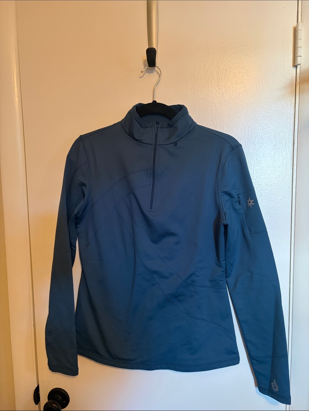 Isis Women's Cowl/Turtleneck Pullover in Slate Blue